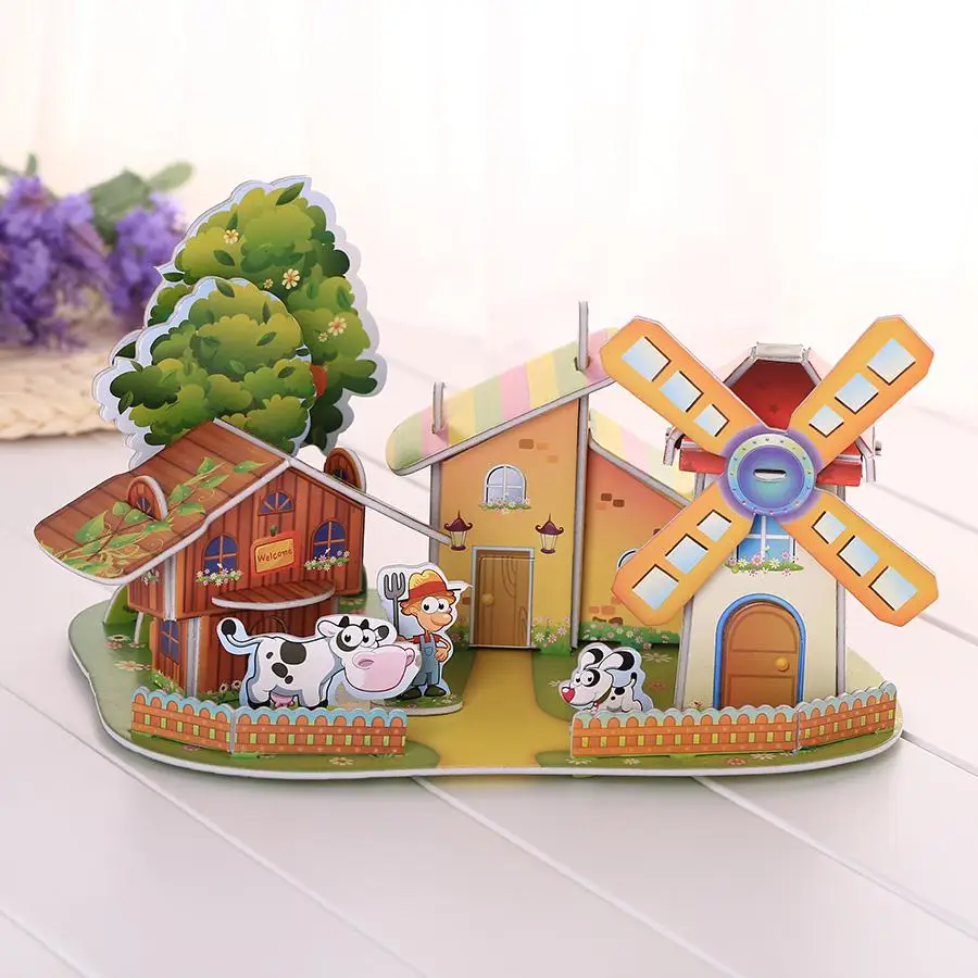 3d paper puzzle puppenhaus puppe windmil fantastische haus kind kind spielzeug neuechina mainland