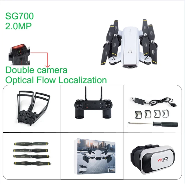 SG700 селфи дроны VR Rc Дрон с камерой Wifi Fpv Квадрокоптер RC игрушка для детей Vs Visuo Xs809hw 19HW - Цвет: double camera set