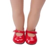 18 inch Girls doll shoes Princess red round head shoes dress shoe American newborn shoes Baby toys fit 43 cm baby dolls s211