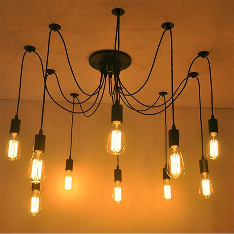 

Vintage Loft Antique E27 Art Spider Ceiling Lamp Fixture Light Mordern Nordic Retro Edison Bulb LED Light Chandelier-8312