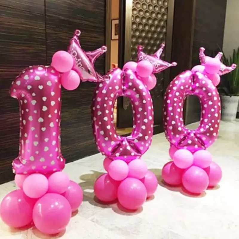 

32 Inch Large Blue Pink Number Balloons Happy Birthday Balloon Birthday Party Decoration Kids Baby Boy Girl Party Ballons Number
