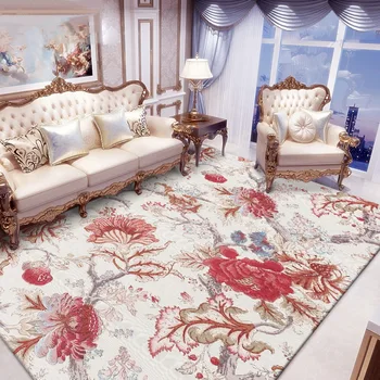 

American Village flowers door mat Digital printing Crystal fleece Non-slip bedside kitchen living room carpet