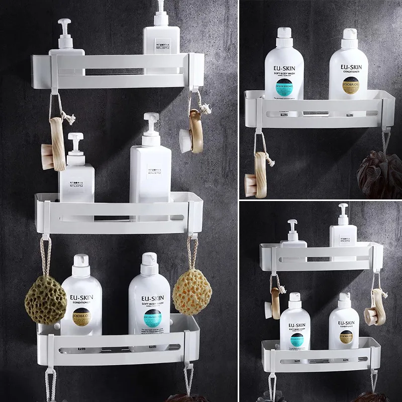 Günstige Tuqiu Bad Ecke Regal Wand Montiert Weiß Aluminium Badezimmer Dusche Regal Bad Shampoo Halter Korb Halter Ecke regal