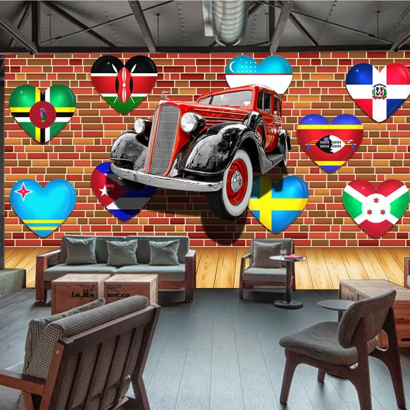 

Custom photo wallpaper 3D stereo mural Colorful cartoon car Western Restaurant backdrop custom high quality wallpaper