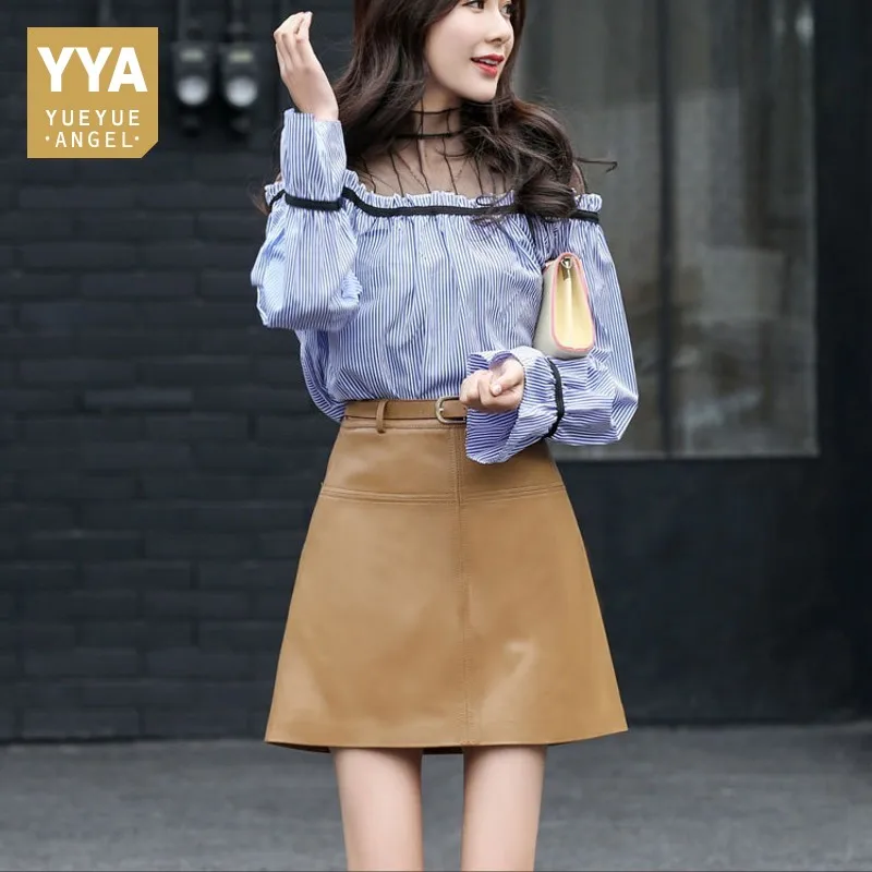 2020 Mode Elegante Dames Slim Fit Office Rok Vrouwen Hoge Taille Party Echt Leer Belted Een Lijn Mini Rokken Kaki zwart 2020 Mode Elegante Dames Slim Fit Office Rok Vrouwen Hoge Taille Party Echt Leer Belted Een Lijn Mini Rokken Kaki zwart