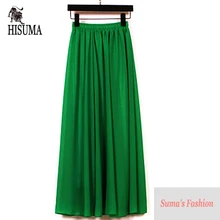 Сезон весна-лето; Новинка; Женские однотонные плиссированные шифоновые пляжные юбки с высокой талией; Женская юбка для отдыха; женская одежда