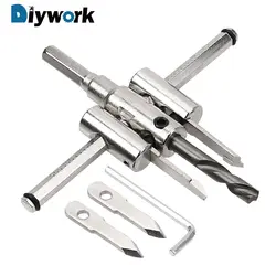 DIYWORK беспроводные Деревообработка Дрель Circle Cutter 40-120 мм Cutter Tool Kit сверло регулируемый древесины круг кольцевая пила