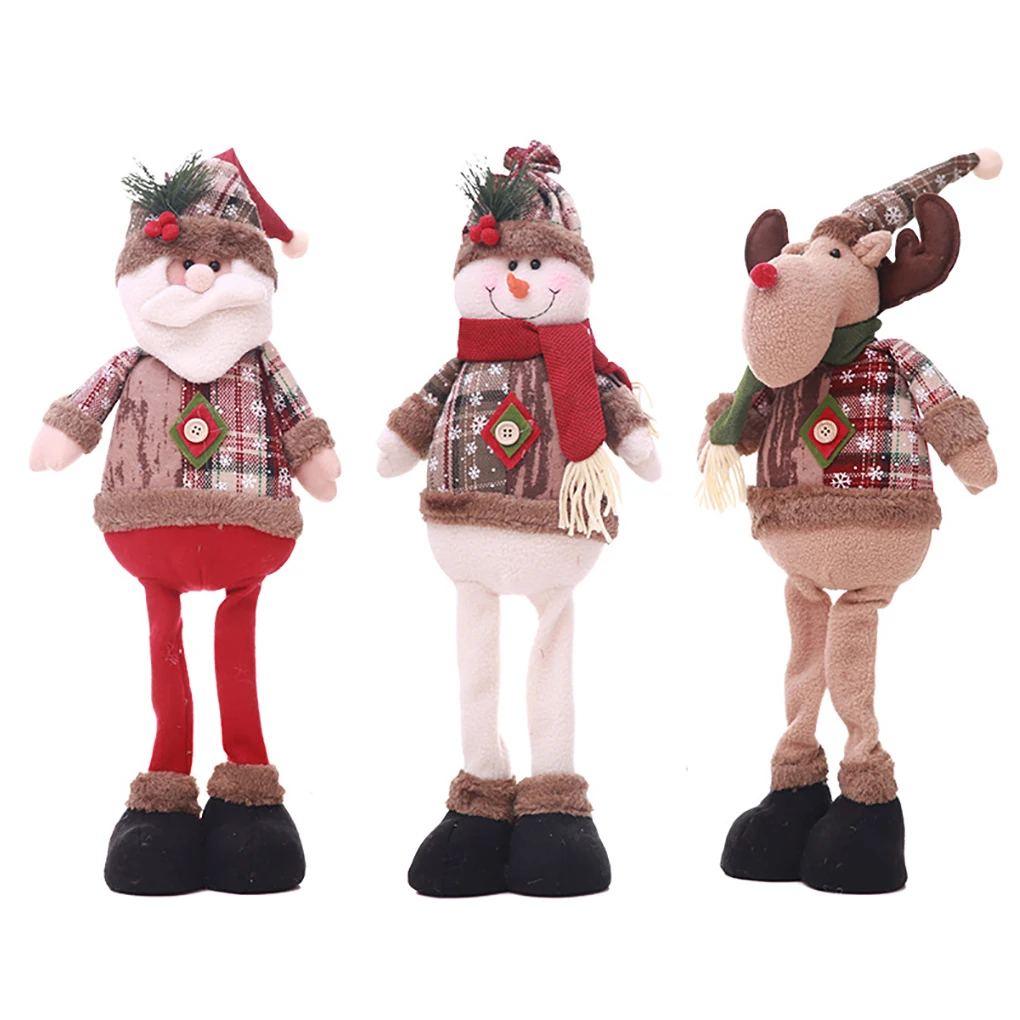 

Long Leg Standing Christmas Tree Doll Xmas 2018 Small Santa Snowman Reindeer Toy Hang Show Window Photograph Holiday Gift