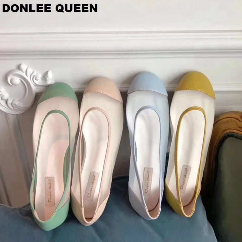 

2019 Candy Color Flats Ballet Shoes Women Round Toe Shallow Ballerina Mesh Summer Shoes Slip On Flat Casual Loafer zapatos mujer