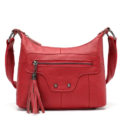 Новинка, Сумки из натуральной кожи, Женская мини сумка через плечо, женская модная сумка-мессенджер - Цвет: Красный