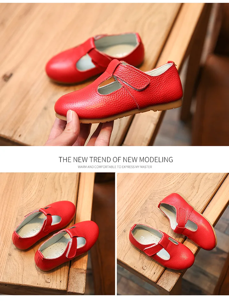 Осенние детская кожаная обувь корейская детская обувь многоцветная обувь для девочек из натуральной кожи с Т-образным ремешком обувь