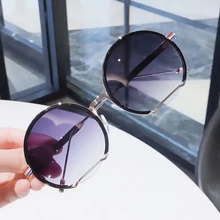 Роскошные брендовые Круглые Солнцезащитные очки с большой оправой для женщин дизайнерские солнцезащитные очки с полуоправой модные круглые очки zonnebril dames