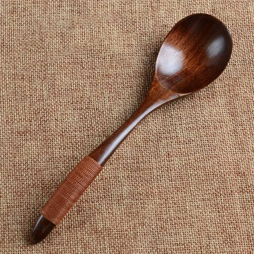

Wooden Spoon Bamboo Kitchen Cooking Utensil Ice Cream Coffee Tea Soup Spoon Creative Dinner Tableware Kitchen Accessorie 2018