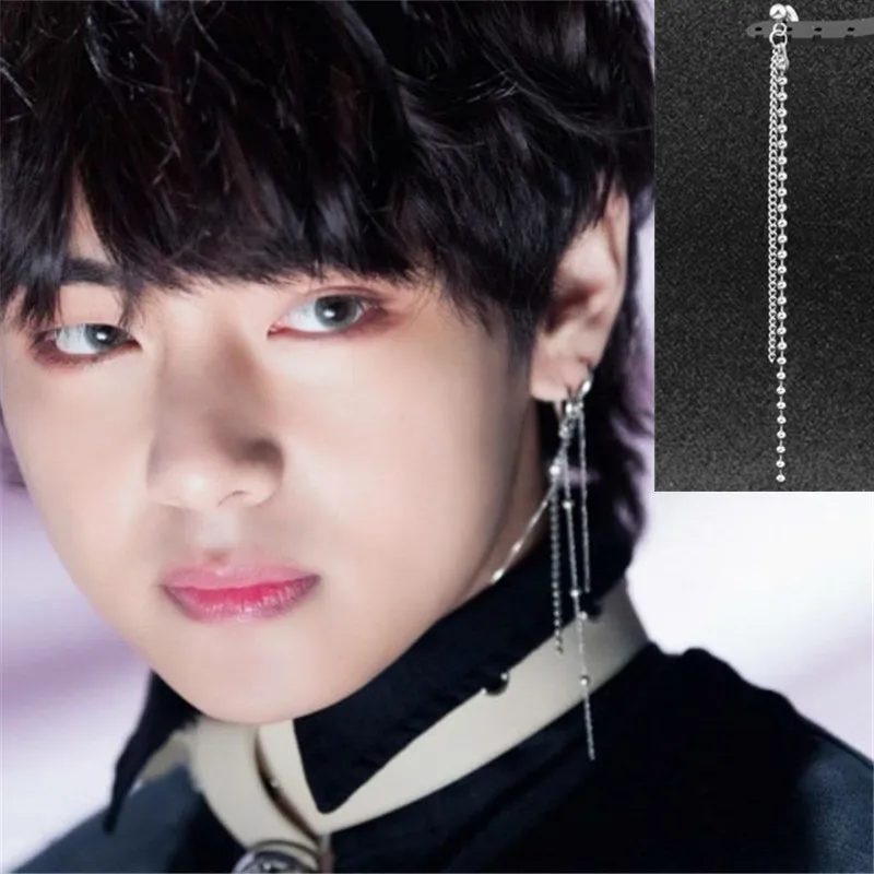KPOP DNA корейские V серьги JIN SUGA Jimin Bangtan для мальчиков длинные с кисточками модные