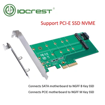 

IOCREST PCIe x 4 to M.2 PCIe NVMe SSD and SATA to NGFF SATA Adapter Card