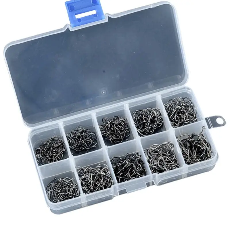 

Fishing Tackle Box 500 Pcs/Lot 3# -12# Carbon Steel Fishing Hook Fishhooks Durable Head Fishing Hooks with Hole Carp 2017