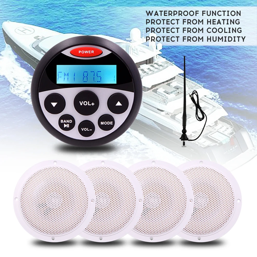 Marine Stereo Boat Audio Bluetooth Radio FM AM USB MP3 Player for