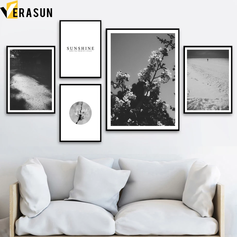 

Snow land Yard Peach Blossom Quote Wall Art Canvas Painting Nordic Posters And Prints Wall Pictures For Living Room Home Decor