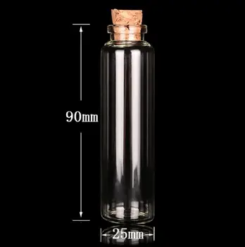 

Free shipping 10pcs/lot 25 * 90mm chubby little glass bottle cork bottle wholesale Wishing Vial