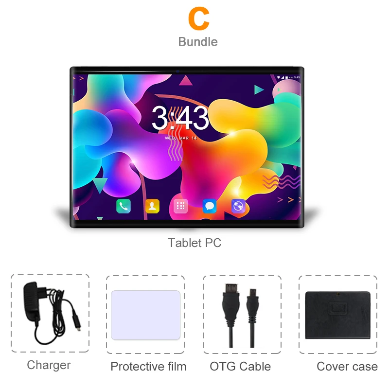Комплект 3 4G ПУСТЬ 10 дюймовые планшеты Octa Core MT8752 Android 8,0 Оперативная память 6 ГБ Встроенная память 64 ГБ 1280*800 ips экрана из закаленного стекла, две SIM карты, WI-FI планшетный ПК - Комплект: Комплект 3