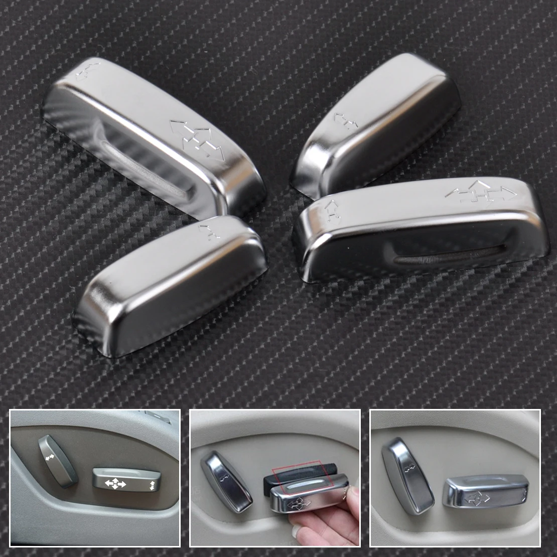 beler New Chrome Car Styling font b Interior b font Seat Adjustment Switch Knob Button Cover