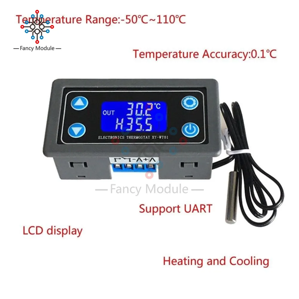 DC 6-30 в 10 А термостат терморегулятор термопары NTC датчик температуры реле цифровой ЖК-дисплей контроллер температуры