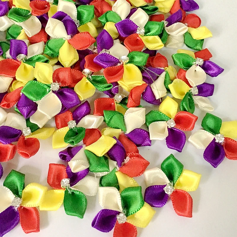 30pcs Mini Ribbon Flowers sharp corner Ribbon flower Wedding decoration