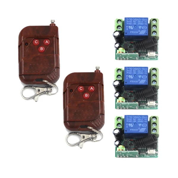 

DC 12V 1CH RF Wireless Remote Control Switch System,2X 3-ButtonTransmitter + 3 X Receiver Toggle/Momentary 315/433mhz SKU: 5382
