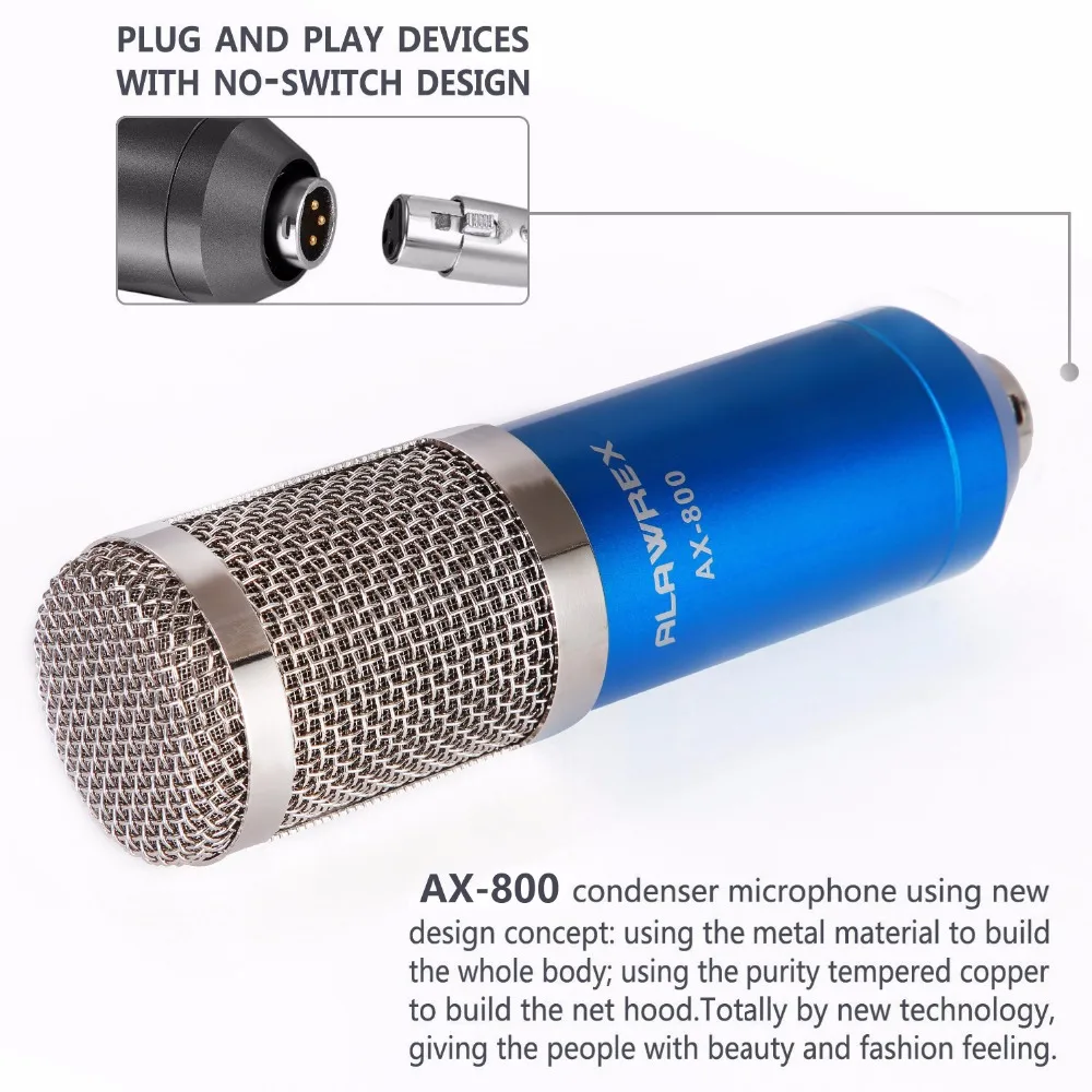 ALAWREX профессиональный конденсаторный микрофон KTV Cardioid Pro Audio Studio вокальная Запись