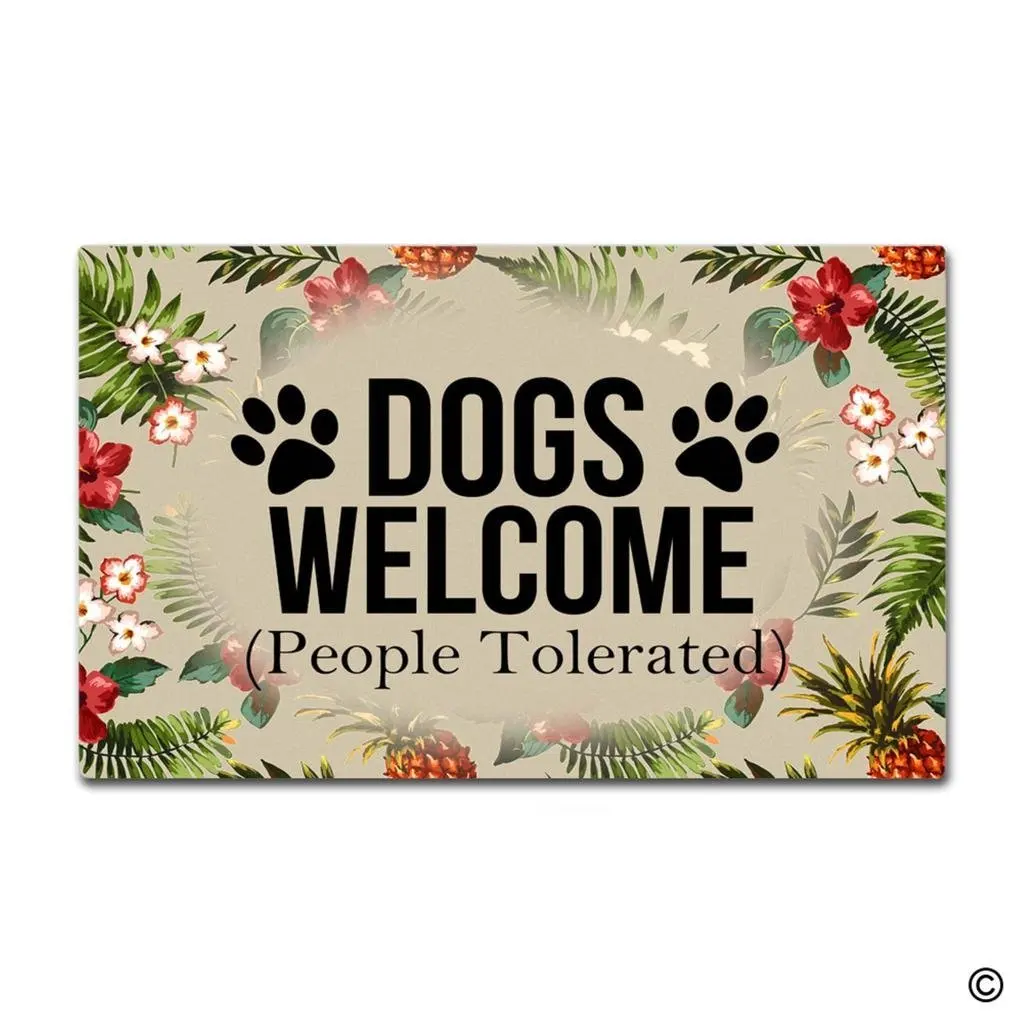Door Mat Funny Doormat Dogs (People Tolerated) Front Door Home