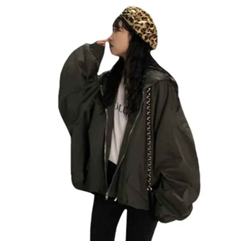 Весенняя Свободная Женская ветровка большого размера, куртка-бомбер в стиле Харадзюку, Студенческая куртка BF, куртка оверсайз, базовые пальто