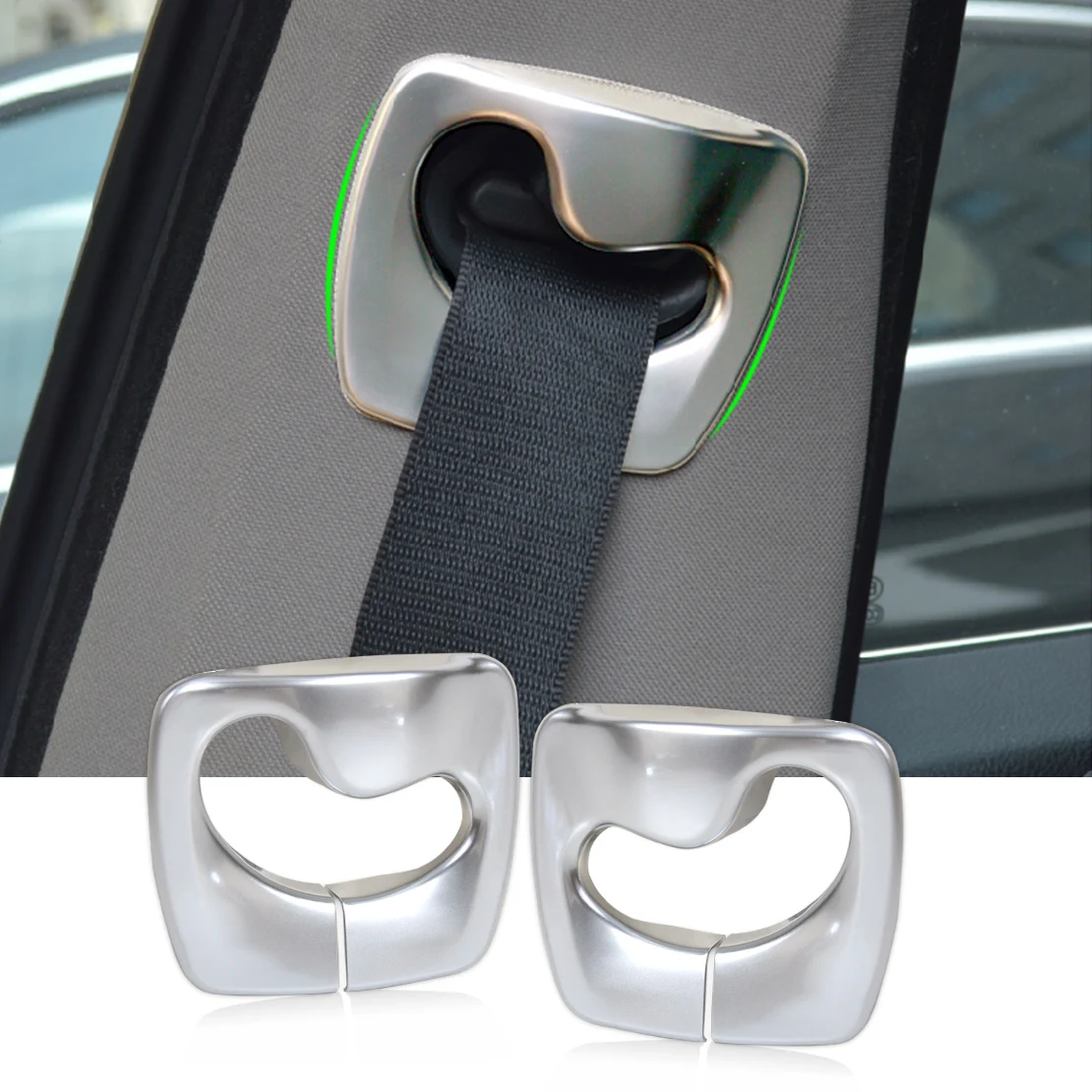 DWCX car styling 2pcs Matt Chrome B Pillar Safety Seat Belt Cover Trim