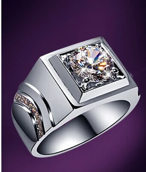 

Generous Male Ring Jewelry 2CT Male Engagement Husband Ring 14K White Gold 100% Guarantee Man Ring Custom Valueable