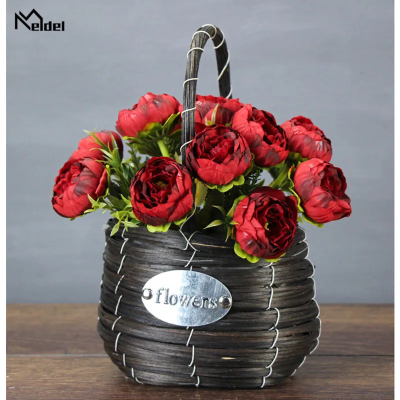 roses artificial flowers silk peonies bouquet wedding home decoration   (32)