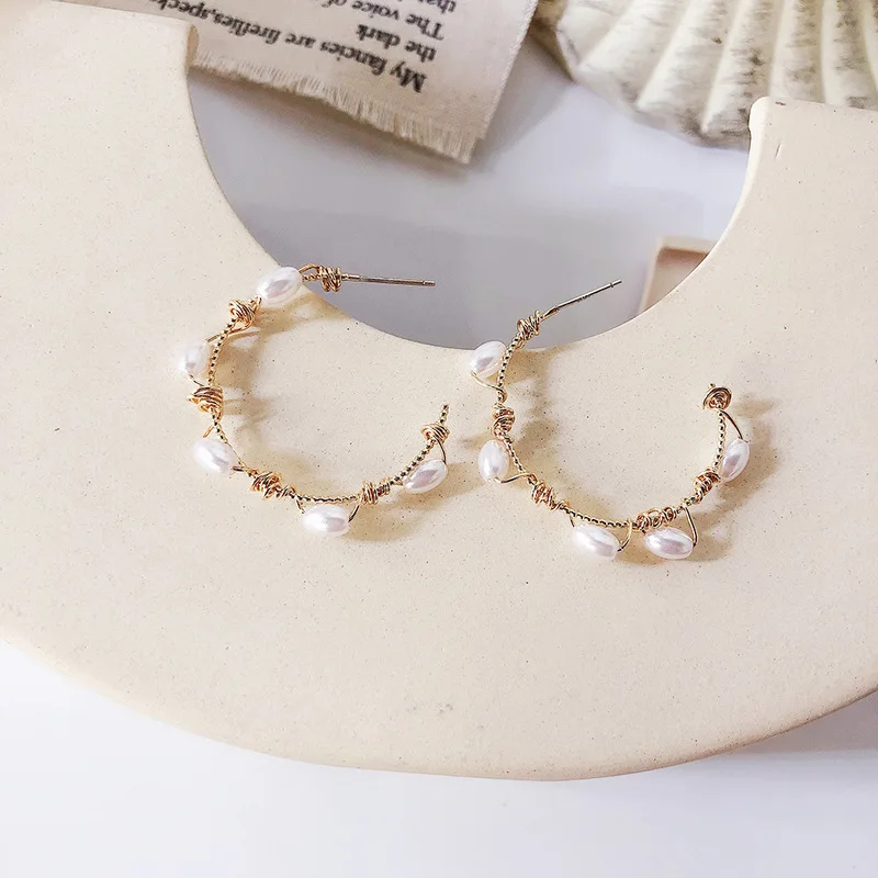 

2019 New Metal Exaggeration Geometric Imitation Pearl Irregular Crystal Earrings for Women Accessories Fashion Jewelry