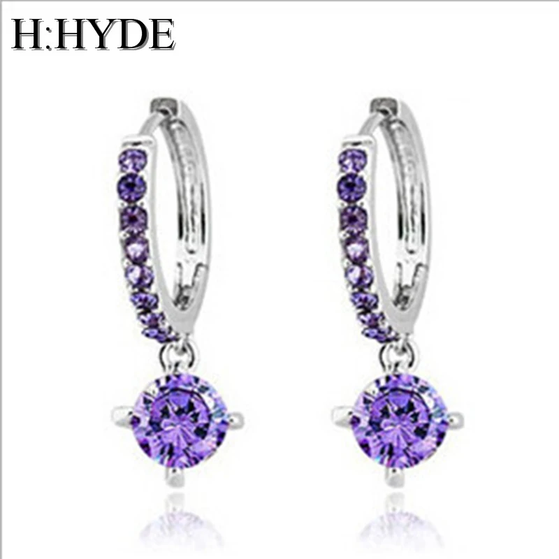 

H:HYDE Fashion Costume Jewellery Earrings for Women Minimalist Geometric Create Purple Crystal Hoop Earrings Girl Earrings Gift