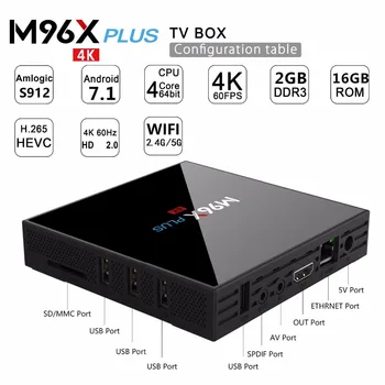 

VHXSIN 10 pcs/lot M96X PLUS Android TV Box Amlogic S912 64 bit Octa core 2GB 16GB 2.4G 5G Wifi