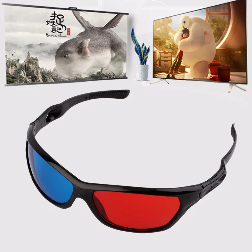 2016 Black Frame Universal 3D Plastic glasses/Oculos/Red Blue Cyan 3D glass Anaglyph 3D Movie Game DVD vision/cinema Wholesale