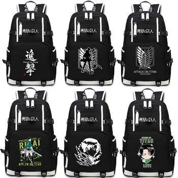 

Anime Attack on Titan Backpack Cosplay Levi Ackerman Canvas Bag Super Saiyan Schoolbag Travel Bags