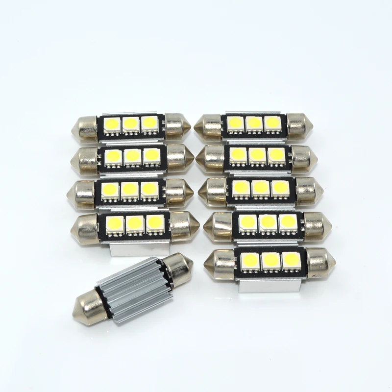 

10pcs White Canbus Error Free Festoon 36mm 5050 3SMD C5W Car Led Auto Dome Interior License Plate Light