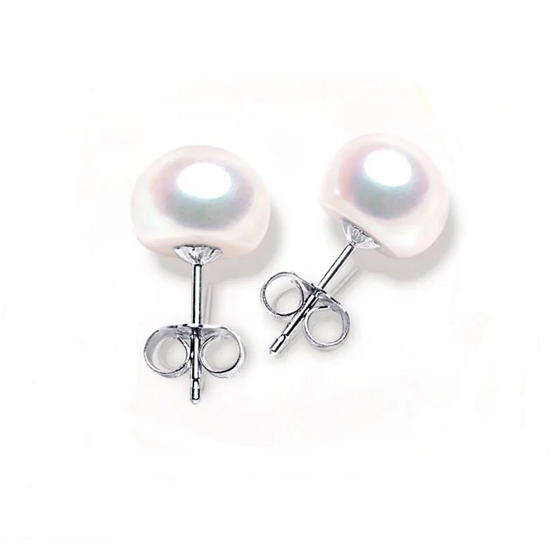 

Free Shipping Exquisite Ladies' 925 Silver White,pink,purple Natural Freshwater Pearl 9-9.5mm Ball Decoration Stud Earrings