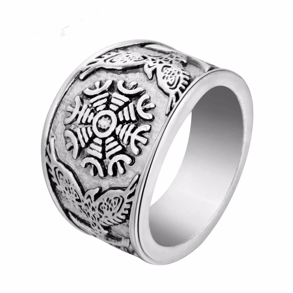 Cxwind Slavic Men's Rings Kolovrat Pagan Jewelry Rune Signet Talisman Ring Norse Viking Jewelry for Men Punk Retro Bijoux sygnet - Цвет основного камня: Picture