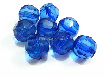 

(Choose Size First) 10mm/12mm/14mm/16mm/18mm/20mm RoyalBlue Transparent Big Faceted Acrylic beads