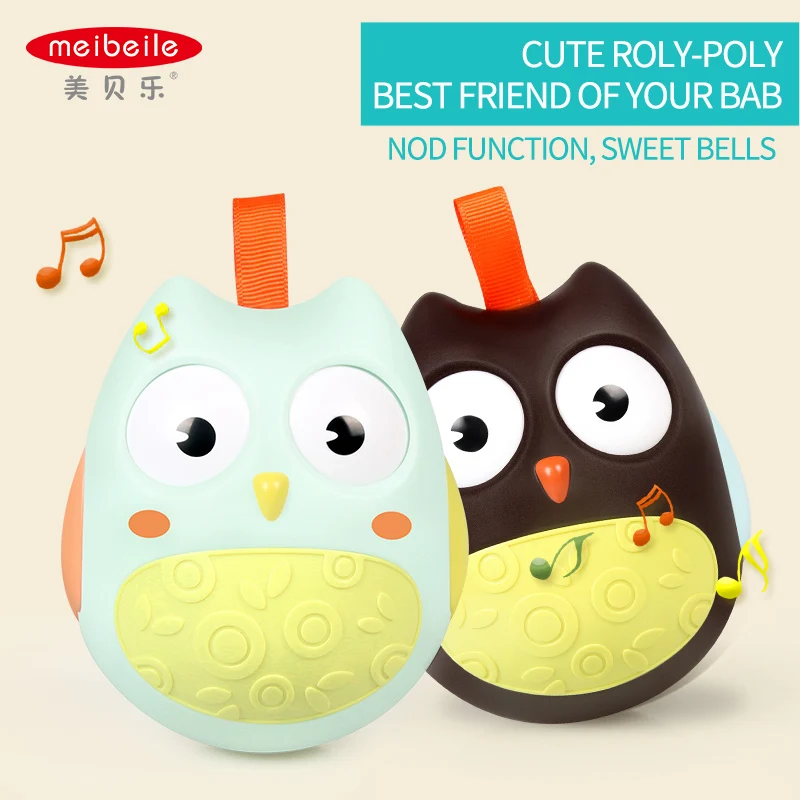 

Meibeile Cute Nodding Moving Eyes Owl Doll Baby Rattles Gifts Baby Roly Poly Tumbler Toy With Bell