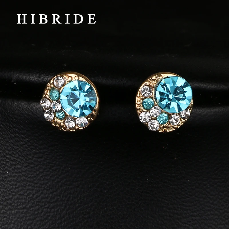 Новые модные серьги гвоздики HIBRIDE с зеленым кубическим цирконием класса ААА