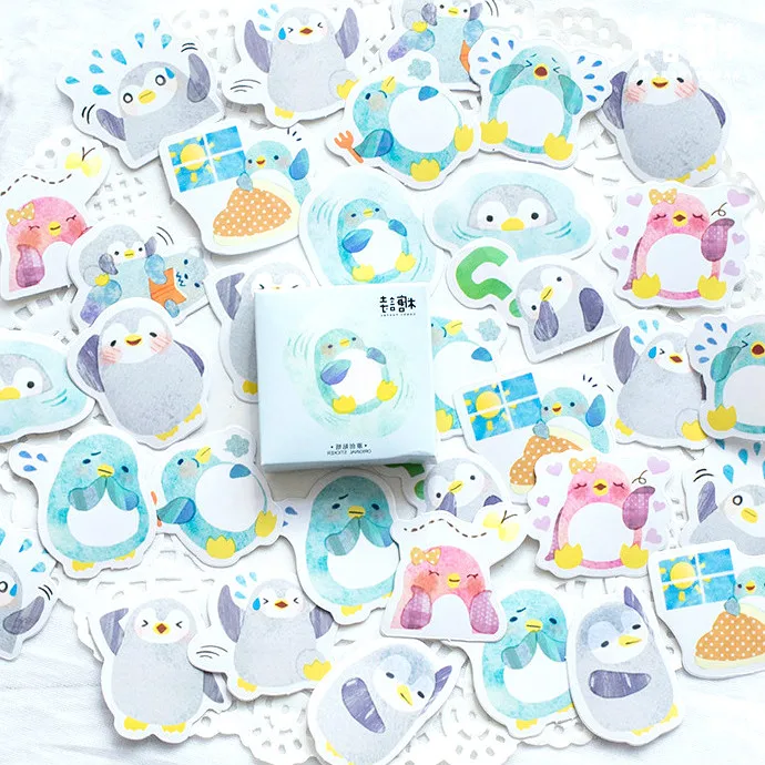 

1PCS Sell Blue Penguin Stationery Stickers Diary Pack Posted It Kawaii Planner Scrapbooking Stationery Escolar School Supplies