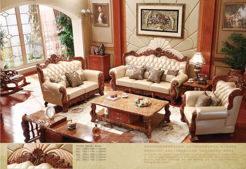 turkish brown and white full leather sofa set solid wood furniture,modern living room couches furniture sets