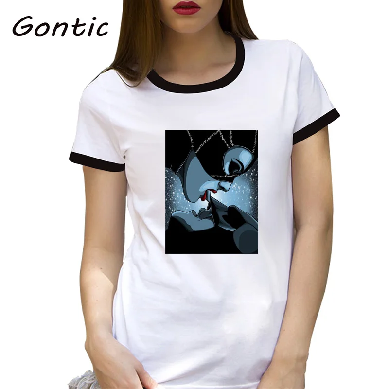 Женская футболка с забавными кошачьими принтами и поцелуй Бэтмена модные летние