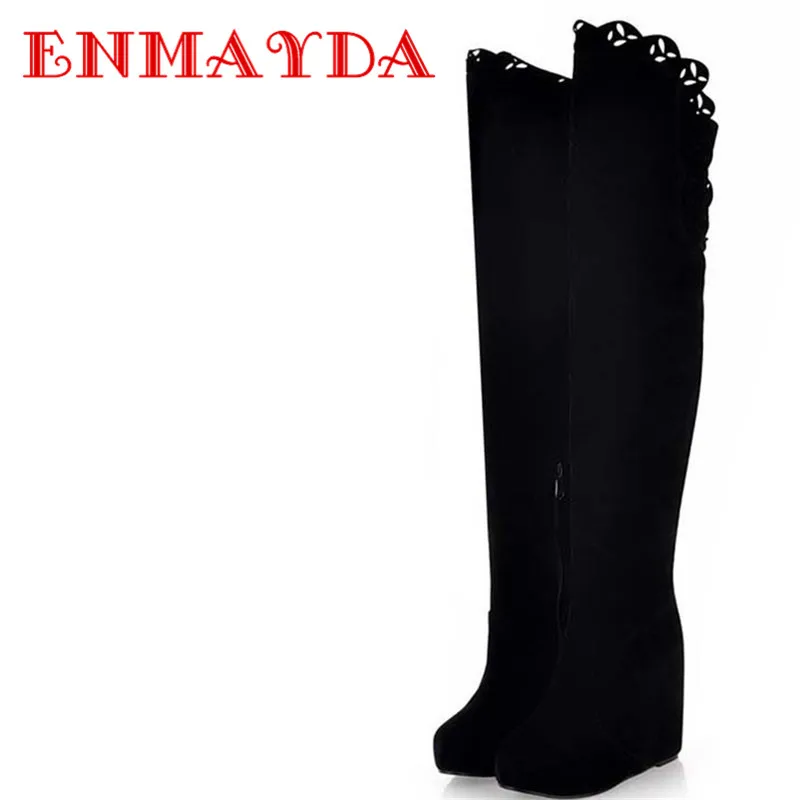 

ENMAYDA Size 34-39 New Arrival Winter Women Boots Shoes Women Over The Knee Boots Sexy Elegant Hollow Black Zip Long Boots Sale
