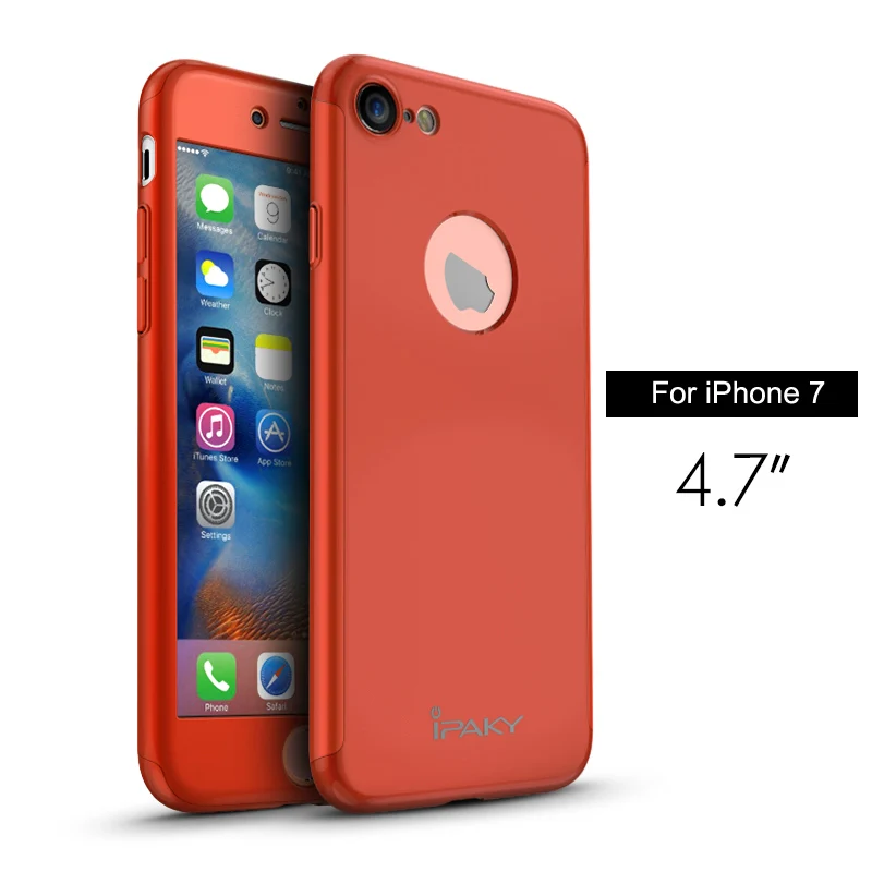 iphone 8 plus silicone case iPaky Full Body Cover Case For iPhone 7 360 Degree Hard PC Protective Shell For iPhone 7 Plus + Tempered Glass iphone 8 plus phone case